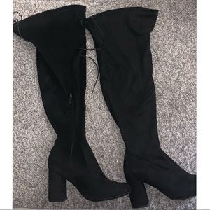 Over The Knee Suede Boots. Wide Width